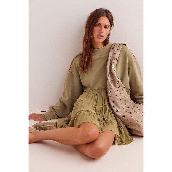 Free People We The Free Pixie Sweatshirt Mini Dress Oversized Cotton S 282980 - Picture 4 of 11